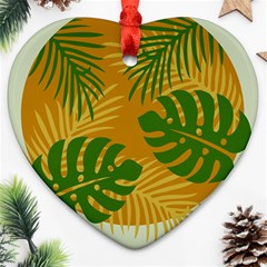 Leaf Leaves Nature Green Autumn Heart Ornament (two Sides) by Sudhe