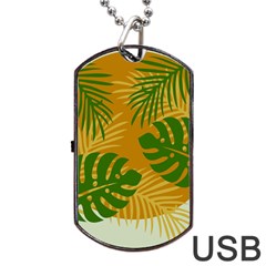 Leaf Leaves Nature Green Autumn Dog Tag Usb Flash (one Side) by Sudhe