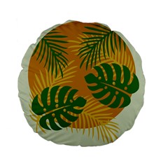 Leaf Leaves Nature Green Autumn Standard 15  Premium Flano Round Cushions