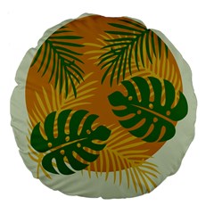 Leaf Leaves Nature Green Autumn Large 18  Premium Flano Round Cushions