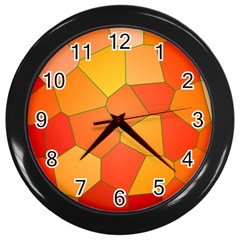 Background Pattern Of Orange Mosaic Wall Clock (black)