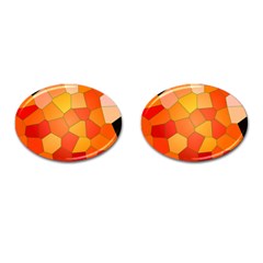 Background Pattern Of Orange Mosaic Cufflinks (oval) by Sudhe