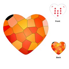 Background Pattern Of Orange Mosaic Playing Cards (heart)