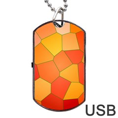 Background Pattern Of Orange Mosaic Dog Tag Usb Flash (one Side)