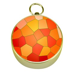 Background Pattern Of Orange Mosaic Gold Compasses