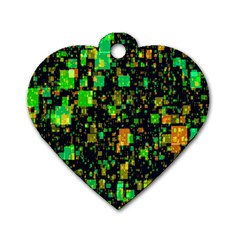 Squares And Rectangles Background Dog Tag Heart (two Sides)