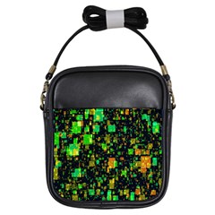 Squares And Rectangles Background Girls Sling Bag by Sudhe