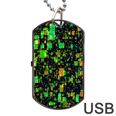 Squares And Rectangles Background Dog Tag Usb Flash (one Side) by Sudhe