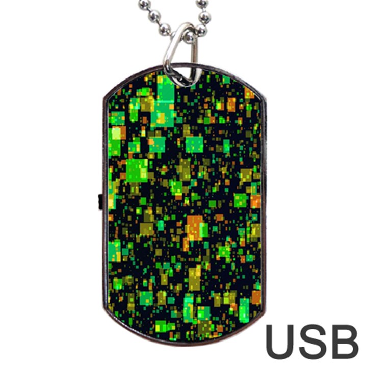 Squares And Rectangles Background Dog Tag USB Flash (One Side)