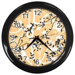 Floral Pattern Background Wall Clock (Black) Front