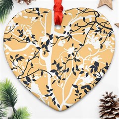 Floral Pattern Background Heart Ornament (two Sides) by Sudhe