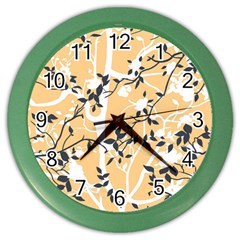 Floral Pattern Background Color Wall Clock by Sudhe