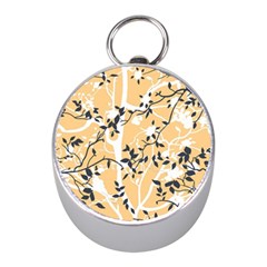 Floral Pattern Background Mini Silver Compasses by Sudhe