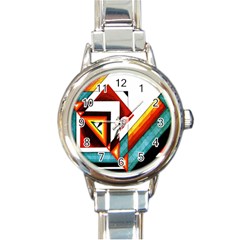 Diamond Acrylic Paint Pattern Round Italian Charm Watch by Sudhe