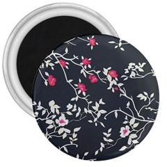 Black And White Floral Pattern Background 3  Magnets by Sudhe