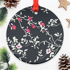 Black And White Floral Pattern Background Ornament (round) by Sudhe