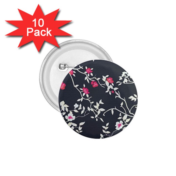 Black And White Floral Pattern Background 1.75  Buttons (10 pack)