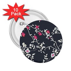 Black And White Floral Pattern Background 2 25  Buttons (10 Pack)  by Sudhe