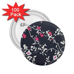 Black And White Floral Pattern Background 2 25  Buttons (100 Pack)  by Sudhe