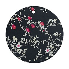 Black And White Floral Pattern Background Round Ornament (two Sides) by Sudhe