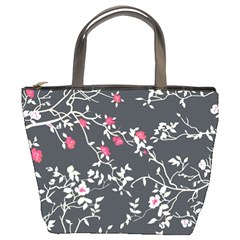 Black And White Floral Pattern Background Bucket Bag by Sudhe