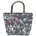 Black And White Floral Pattern Background Bucket Bag Front