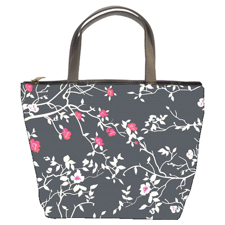 Black And White Floral Pattern Background Bucket Bag