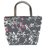 Black And White Floral Pattern Background Bucket Bag Back