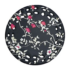 Black And White Floral Pattern Background Ornament (round Filigree) by Sudhe