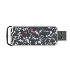 Black And White Floral Pattern Background Portable Usb Flash (one Side) by Sudhe