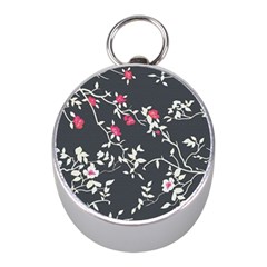 Black And White Floral Pattern Background Mini Silver Compasses