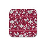 Floral Pattern Background Rubber Square Coaster (4 pack)  Front