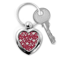 Floral Pattern Background Key Chains (heart)  by Sudhe