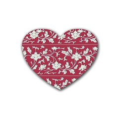 Floral Pattern Background Heart Coaster (4 Pack)  by Sudhe