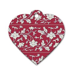 Floral Pattern Background Dog Tag Heart (two Sides) by Sudhe