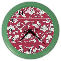 Floral Pattern Background Color Wall Clock by Sudhe