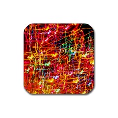 Random Colored Light Swirls Rubber Coaster (square) 