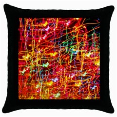 Random Colored Light Swirls Throw Pillow Case (black) by Sudhe