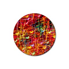 Random Colored Light Swirls Rubber Round Coaster (4 Pack)  by Sudhe