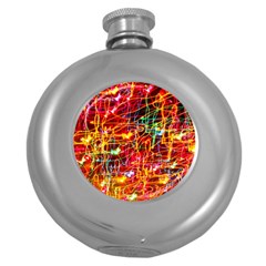 Random Colored Light Swirls Round Hip Flask (5 Oz) by Sudhe