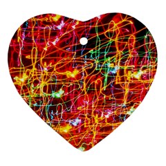 Random Colored Light Swirls Heart Ornament (two Sides) by Sudhe