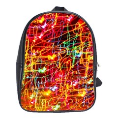 Random Colored Light Swirls School Bag (large) by Sudhe