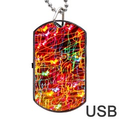 Random Colored Light Swirls Dog Tag Usb Flash (two Sides) by Sudhe