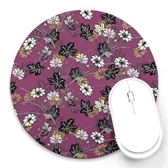 Beautiful Floral Pattern Background Round Mousepads by Sudhe