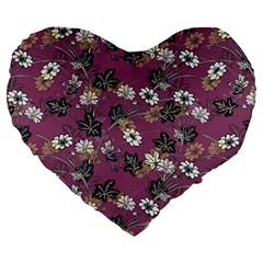 Beautiful Floral Pattern Background Large 19  Premium Heart Shape Cushions