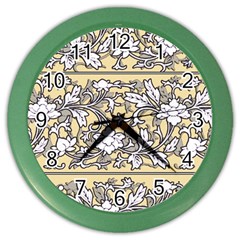 Floral Pattern Background Color Wall Clock by Sudhe