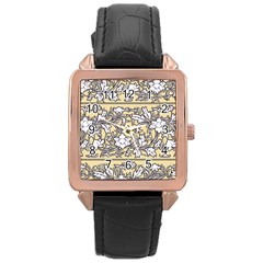 Floral Pattern Background Rose Gold Leather Watch  by Sudhe