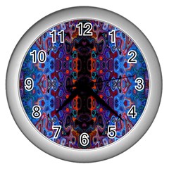 Kaleidoscope Art Pattern Ornament Wall Clock (silver) by Sudhe