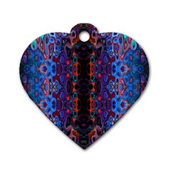 Kaleidoscope Art Pattern Ornament Dog Tag Heart (one Side) by Sudhe