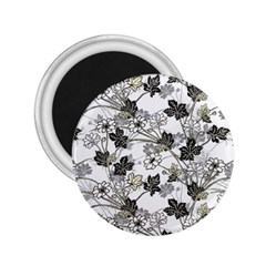 Black And White Floral Pattern Background 2 25  Magnets by Sudhe